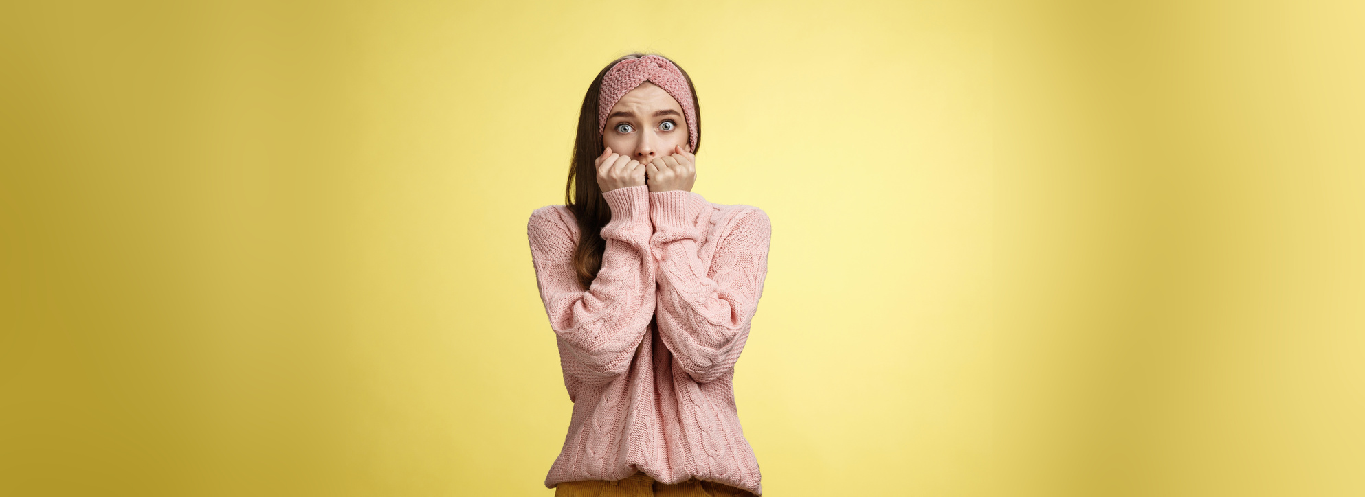 Stunned Scared Timid Insecure Cute Young Girl Frightened Gasping